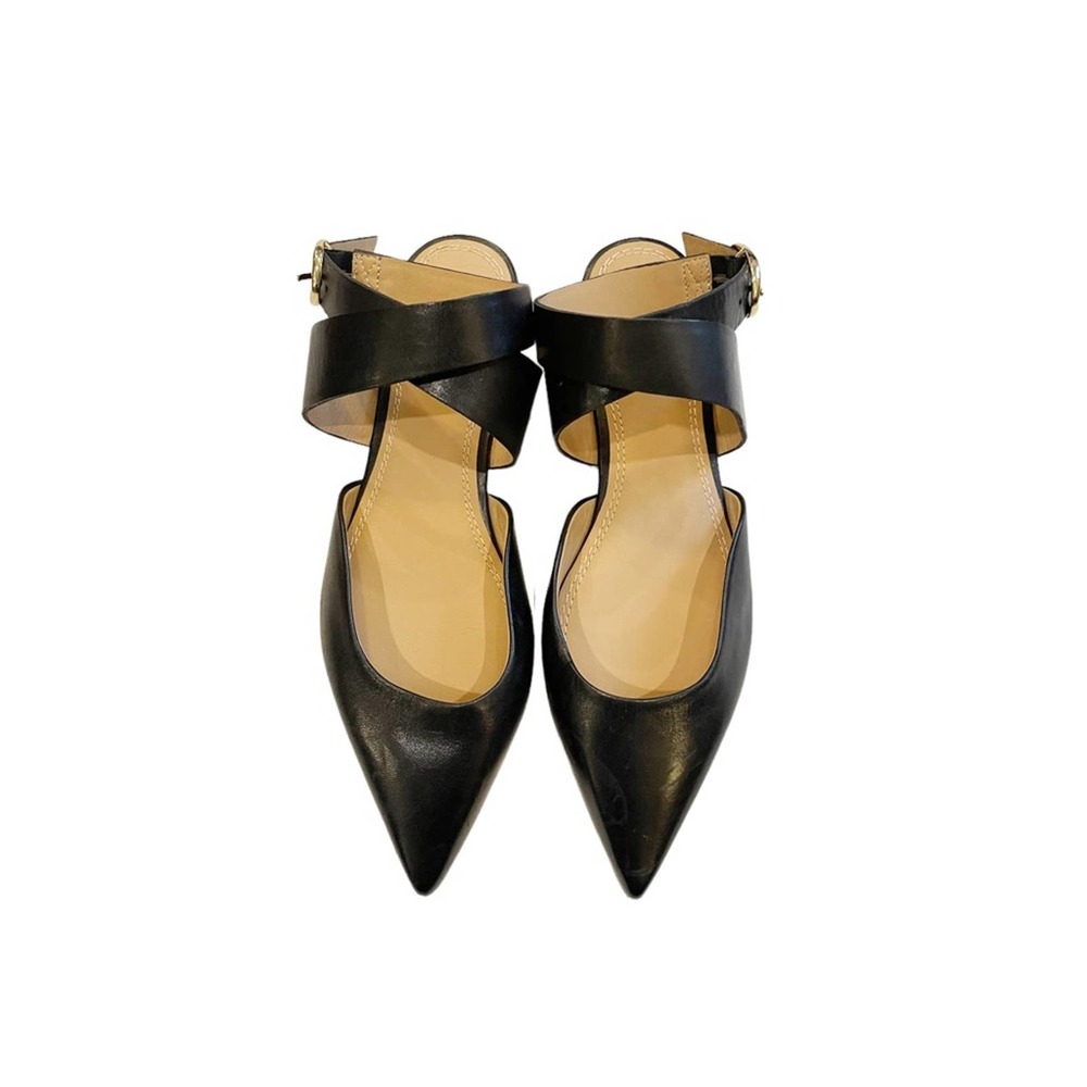 Maje Fimea Black Leather Pointed Toe Flats with Ankle Straps Size EU 38 US 8 - Picture 2 of 12